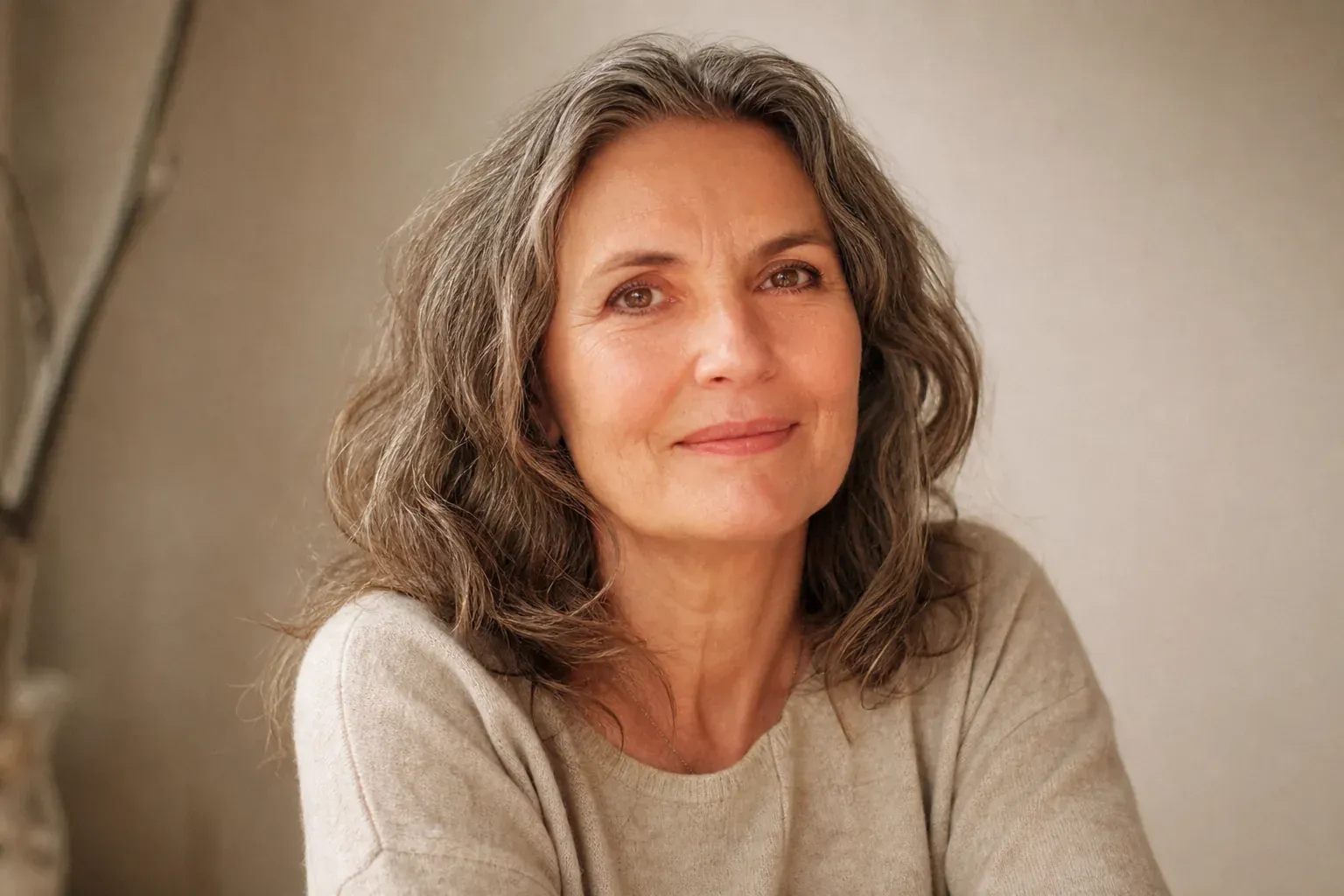 Portrait d'une femme quinquagenaire en lumiere naturelle